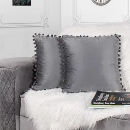 STITCHNEST Grey 2 Pieces Velvet Square Cushion Covers-image-60