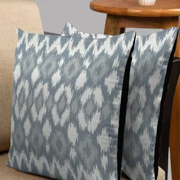 HOUZZCODE Grey & White Set of 2 Abstract Square Cushion Covers-13