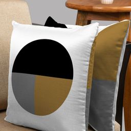 HOUZZCODE  Set of 2 Grey & White Geometric Square Cushion Covers-29