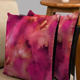 HOUZZCODE Set of 2 Pink & Yellow Abstract Square Cushion Covers-6