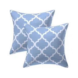 Texstylers Blue & White 2 Pieces Abstract Cotton Square Cushion Covers-image-56