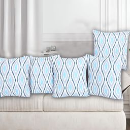 Texstylers Blue 5 Pieces Printed Reversible Cotton Square Cushion Covers-image-77