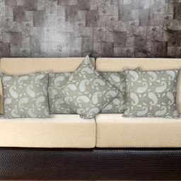 Texstylers Grey & White 5 Pieces Abstract Cotton Square Cushion Covers-29