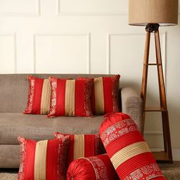 Stuff N' Fluff Red Set of 7 Abstract Square Cushion Covers-55