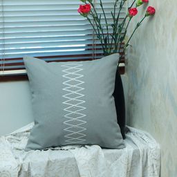 ZEBA Grey & White Embroidered Square Cushion Covers-58