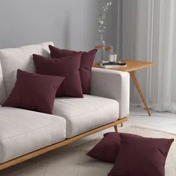 ROSARA HOME Maroon Set of 5 Velvet Square Cushion Covers-49