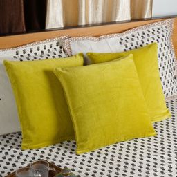 CDI Yellow Set of 5 Velvet Square Cushion Covers-8