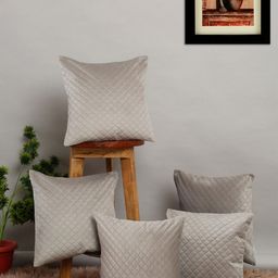 MULTITEX Set of 5 Geometric Velvet Square Cushion Covers-35