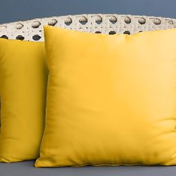BIRD WING Yellow 2 Pieces Cotton Square Cushion Covers-image-47