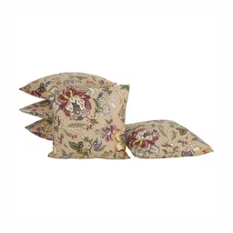 Clasiko Cream-Coloured & Green Set of 5 Floral Square Cushion Covers image 3