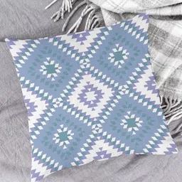 HOUZZCODE Set of 2 Blue & White Geometric Square Cushion Covers image 4