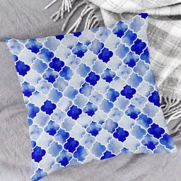 HOUZZCODE Set of 2 Blue & White Geometric Square Cushion Covers image 4
