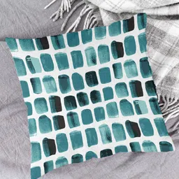 HOUZZCODE Blue & Black Set of 2 Abstract Square Cushion Covers image 2