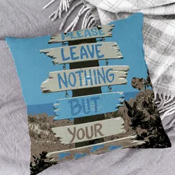 HOUZZCODE Set of 2 Blue & Black Printed Square Cushion Covers image 4