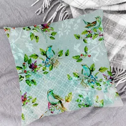 HOUZZCODE Blue & Green Set of 2 Floral Square Cushion Covers image 4