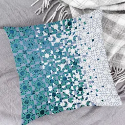 HOUZZCODE Blue & White Set of 2 Abstract Square Cushion Covers image 4