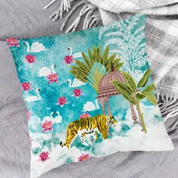 HOUZZCODE Set of 2 Blue & White Ethnic Motifs Square Cushion Covers image 4