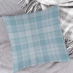 HOUZZCODE Turquoise Blue & White Set of 2 Checked Square Cushion Covers image 2