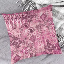 HOUZZCODE Pink & Beige Set of 2 Ethnic Motifs Square Cushion Covers image 4