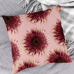 HOUZZCODE Pink & Brown Set of 2 Floral Square Cushion Covers image 4