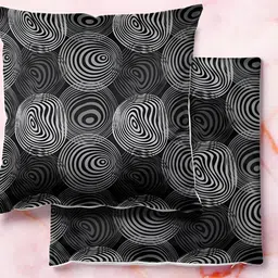 ArtzFolio Black & Grey 5 Pieces Geometric Printed Velvet Square Cushion Covers image 2