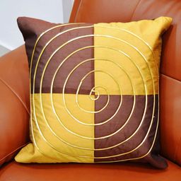Tranquil square Brown & Yellow Set of 5 Embellished Square Cushion Covers image 3