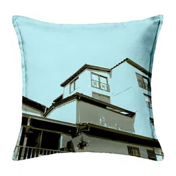 HOUZZCODE  Set of 2 Turquoise Blue & Black Abstract Square Cushion Covers image 4