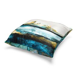 BIANCA Teal & White Set of 2 Abstract Square Cushion Covers image 3