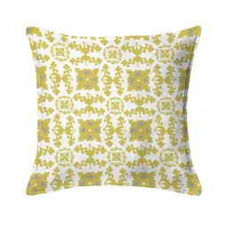 HOUZZCODE Yellow & Off White Set of 2 Abstract Square Cushion Covers image 2