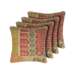 GRHAMOY Brown 4 Pieces Abstract Cotton Rectangle Cushion Covers-image-14