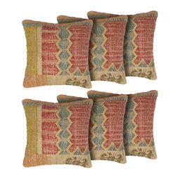 GRHAMOY Brown 6 Pieces Abstract Cotton Rectangle Cushion Covers-20