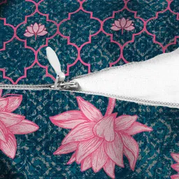 HOUZZCODE Blue & Pink Set of 2 Floral Square Cushion Covers image 3