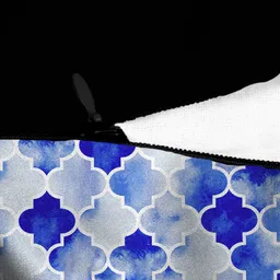 HOUZZCODE Set of 2 Blue & White Geometric Square Cushion Covers image 3