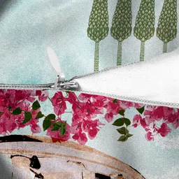 HOUZZCODE Blue & Pink Set of 2 Abstract Square Cushion Covers image 4