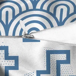 HOUZZCODE White & Blue Set of 2 Abstract Square Cushion Covers image 4