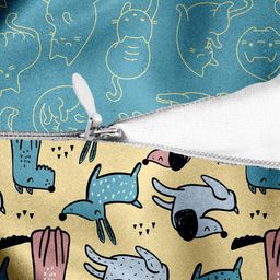 HOUZZCODE Blue & Yellow Set of 2 Quirky Square Cushion Covers image 3