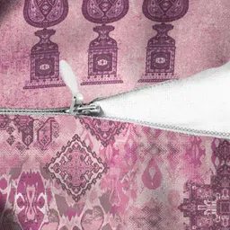 HOUZZCODE Pink & Beige Set of 2 Ethnic Motifs Square Cushion Covers image 2