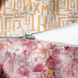 HOUZZCODE Set of 2 Pink & Orange Abstract Square Cushion Covers image 2