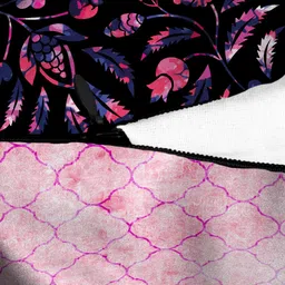 HOUZZCODE Pink & Black Set of 2 Floral Square Cushion Covers image 3