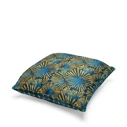 BIANCA Teal & Gold-Toned Set of 3 Abstract Square Cushion Covers image 4