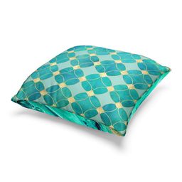 BIANCA Teal & Gold-Toned Set Of 2 Geometric Printed Square Cushion Covers image 4