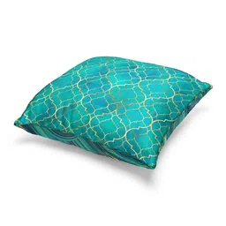 BIANCA Teal & Gold-Toned Set of 5 16" X 16" Geometric Square Cushion Covers image 4