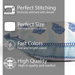 STITCHNEST White & Blue 5 Pieces Ethnic Motifs Square Cushion Covers image 5