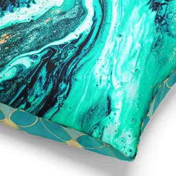 BIANCA Teal & Gold-Toned Set Of 2 Abstract Printed Square Cushion Covers image 5