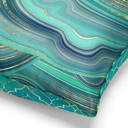 BIANCA Teal & Gold-Toned Set of 2 Abstract Square Cushion Covers image 5