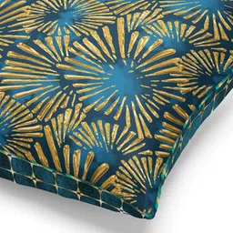 BIANCA Teal & Gold-Toned Set of 3 Abstract Square Cushion Covers image 5