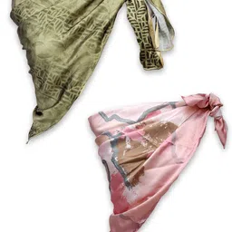 Leeza Store Women Pack Of 2 Satin Scarves-52