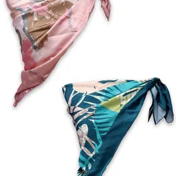 Leeza Store Women Pack Of 2 Printed Satin Scarf-19