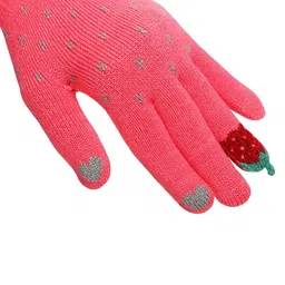 FabSeasons Kids Pack Of 2 Coral & Grey Self-Design Knitted Winter Gloves image 5
