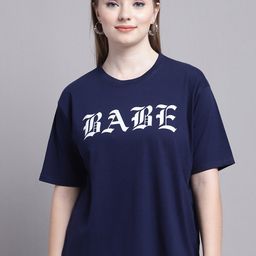 GRACIT Typography Printed Drop-Shoulder Sleeves Oversized Cotton T-shirt-image-22